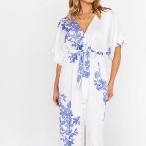 Baltic Born - Florina Kimono Maxi Dress - Blue/white - Large NWT